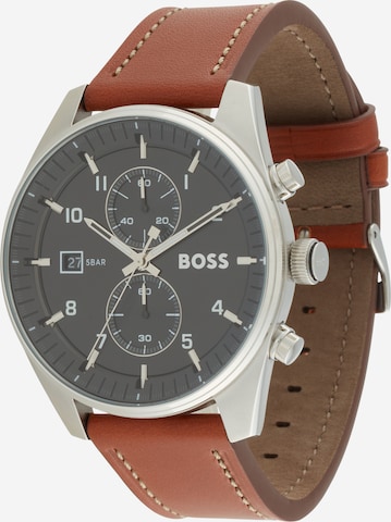 BOSS Black Analog klokke 'SKYTRAVELLER' i brun: forside