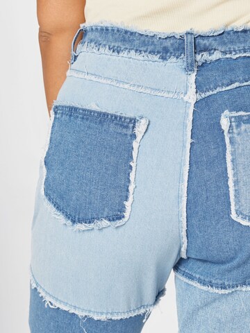 Missguided Plus Regular Jeans 'FRAY' in Blau