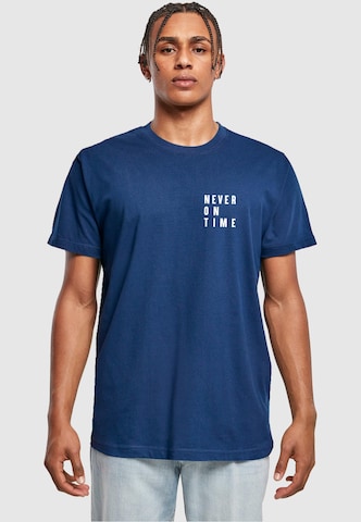 Merchcode Shirt 'Never On Time' in Blue: front