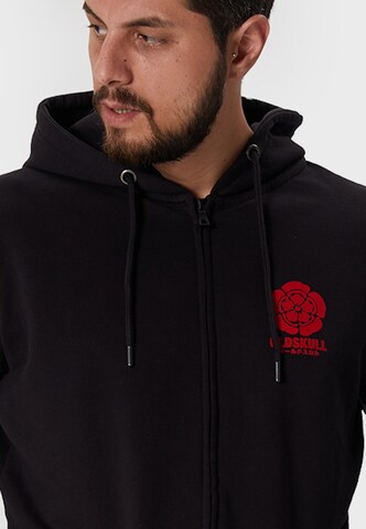 Oldskull Zip-Up Hoodie 'Retro Japan Island' in Black