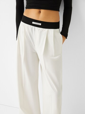 Bershka Wide leg Bandplooibroek in Wit