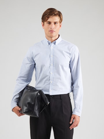 Coupe regular Chemise business Lindbergh en bleu : devant