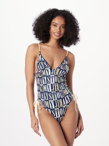 Tommy Jeans Triangle Swimsuit in Blue: front