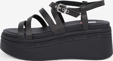 Tommy Jeans - Sandalias con hebilla en negro: frente