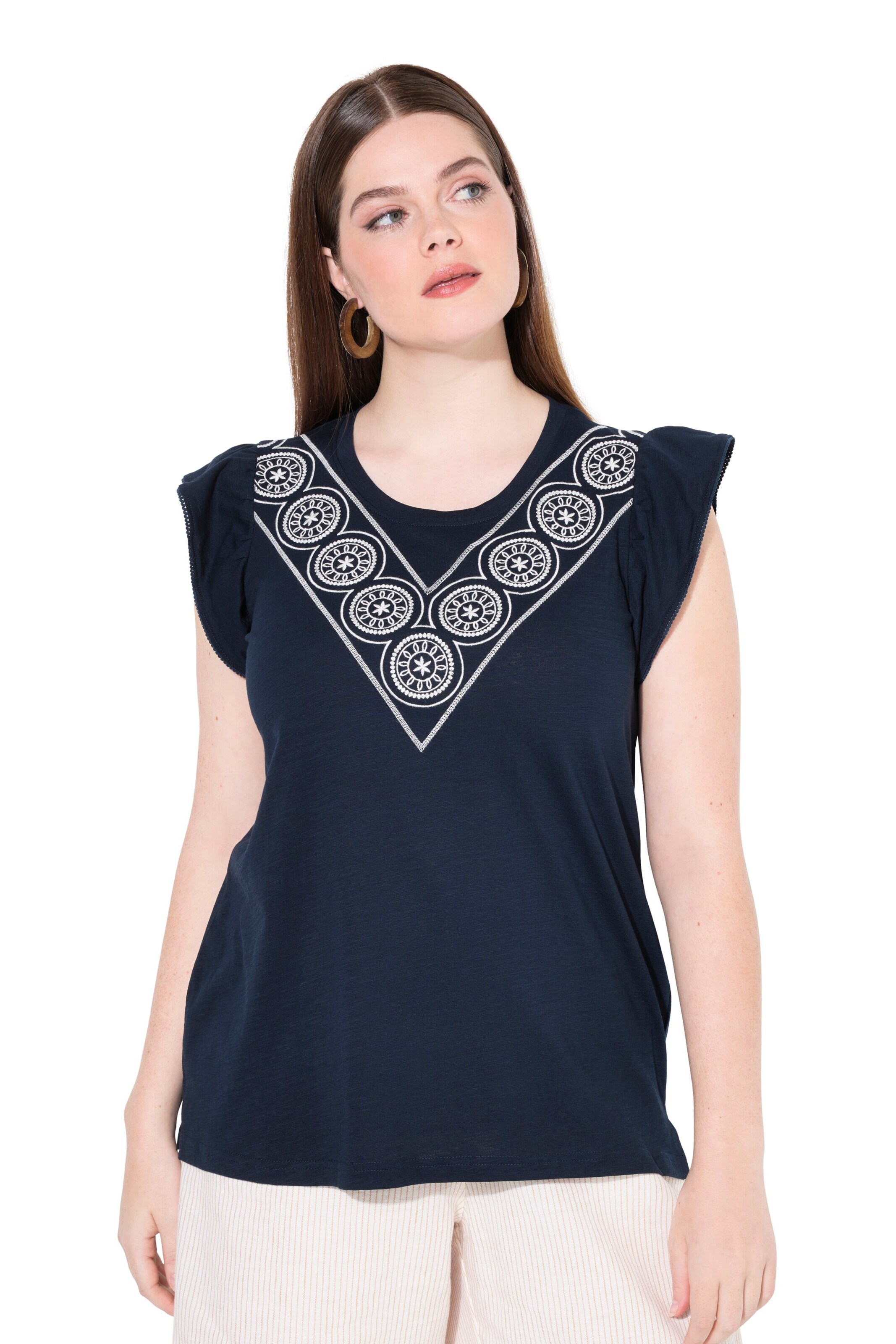 T-shirt Ulla Popken en bleu : devant