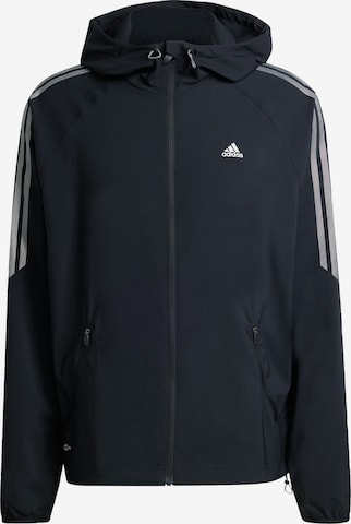 Veste fonctionnelle 'STRIPED REGULAR WINDRUNNER' ADIDAS ORIGINALS en noir : devant