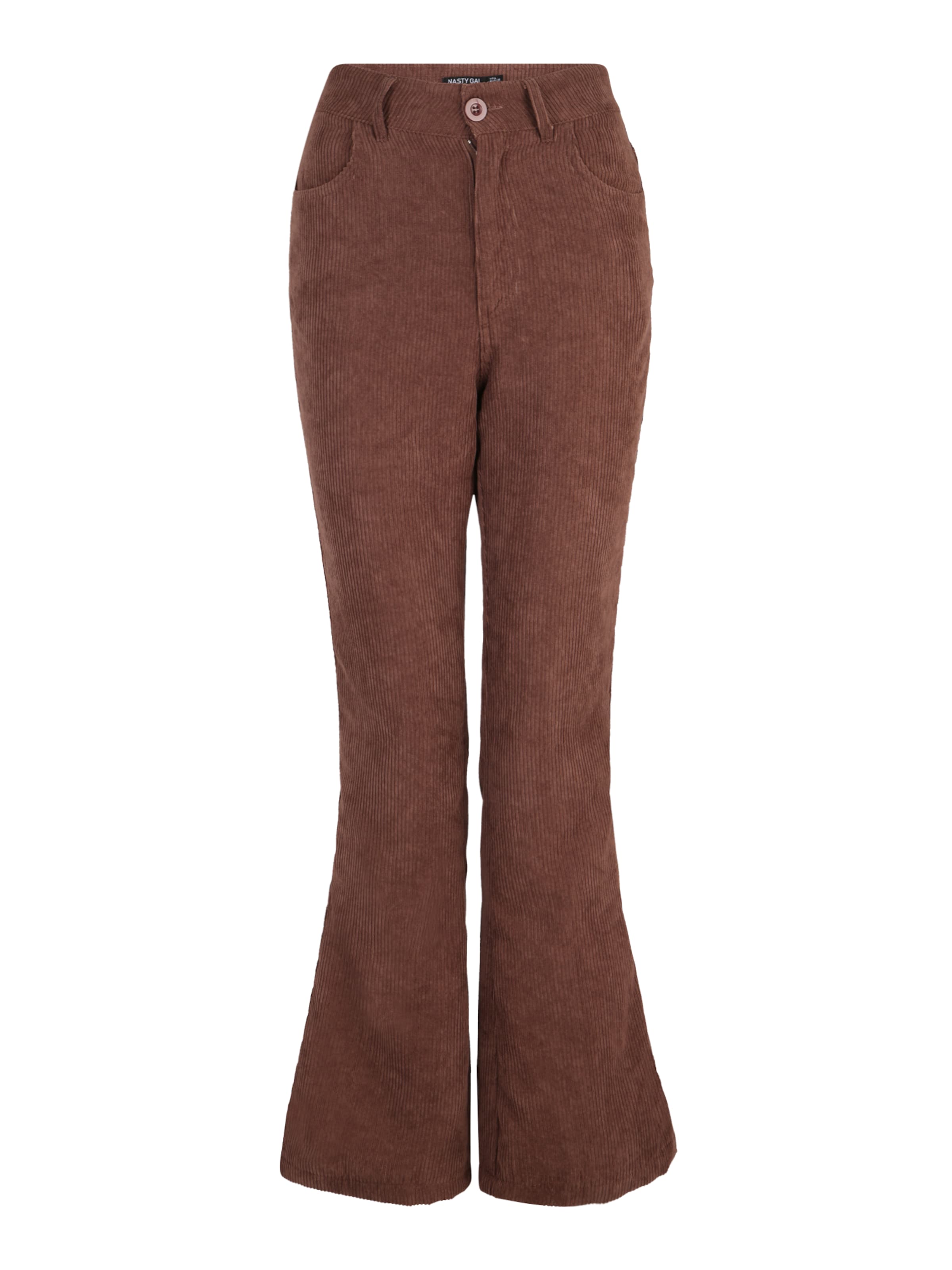 Nasty Gal Petite Flared Trousers in Brown: front