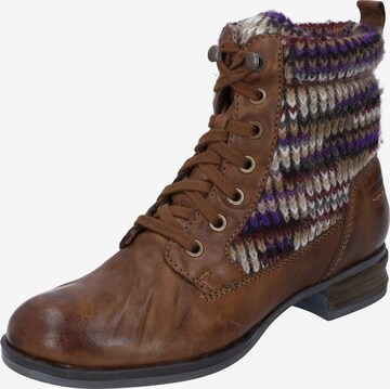JOSEF SEIBEL Lace-Up Ankle Boots 'Sanja' in Brown: front