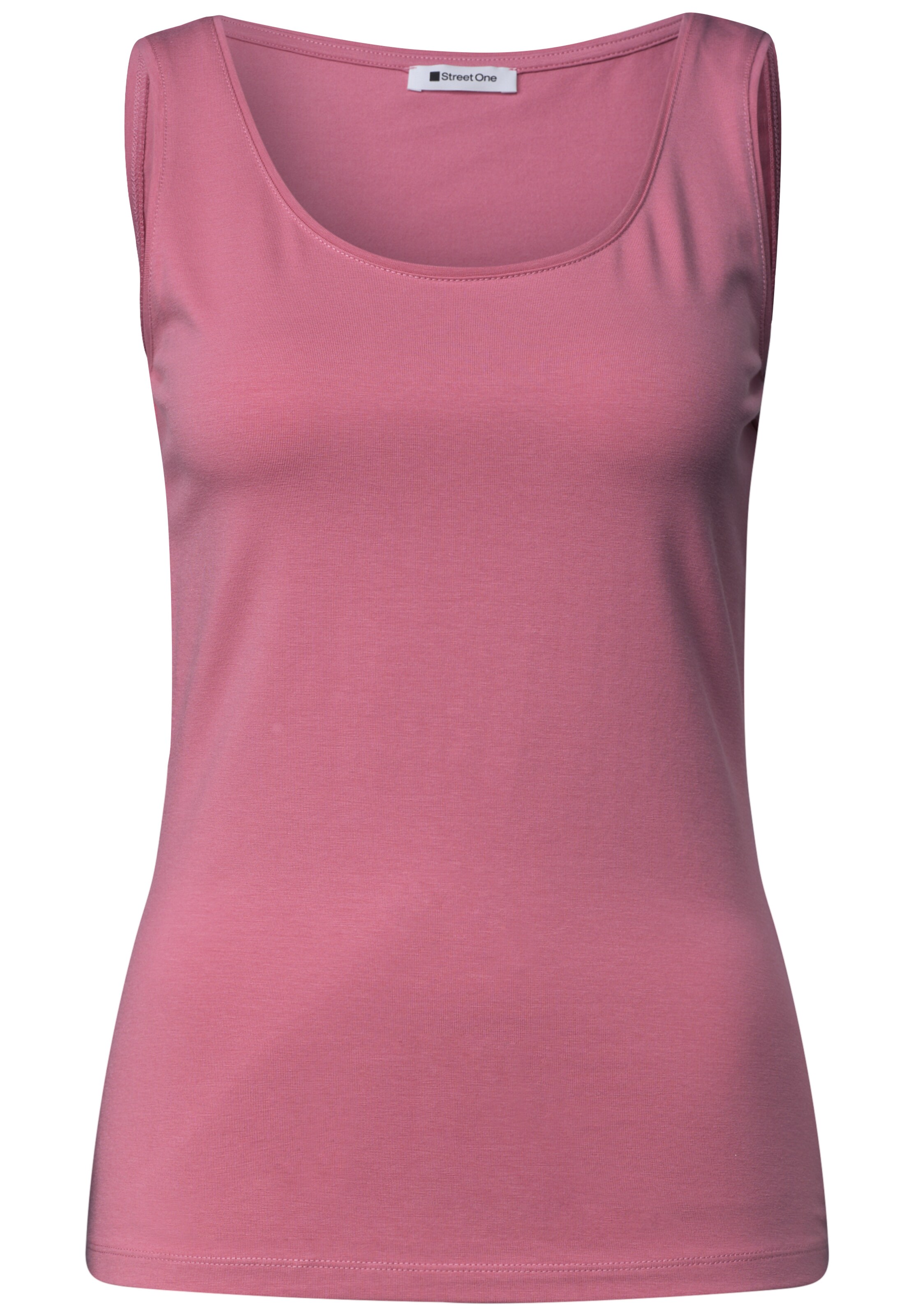STREET ONE Basic Top mit Rundhals aus Jersey in Pink: Vorderseite