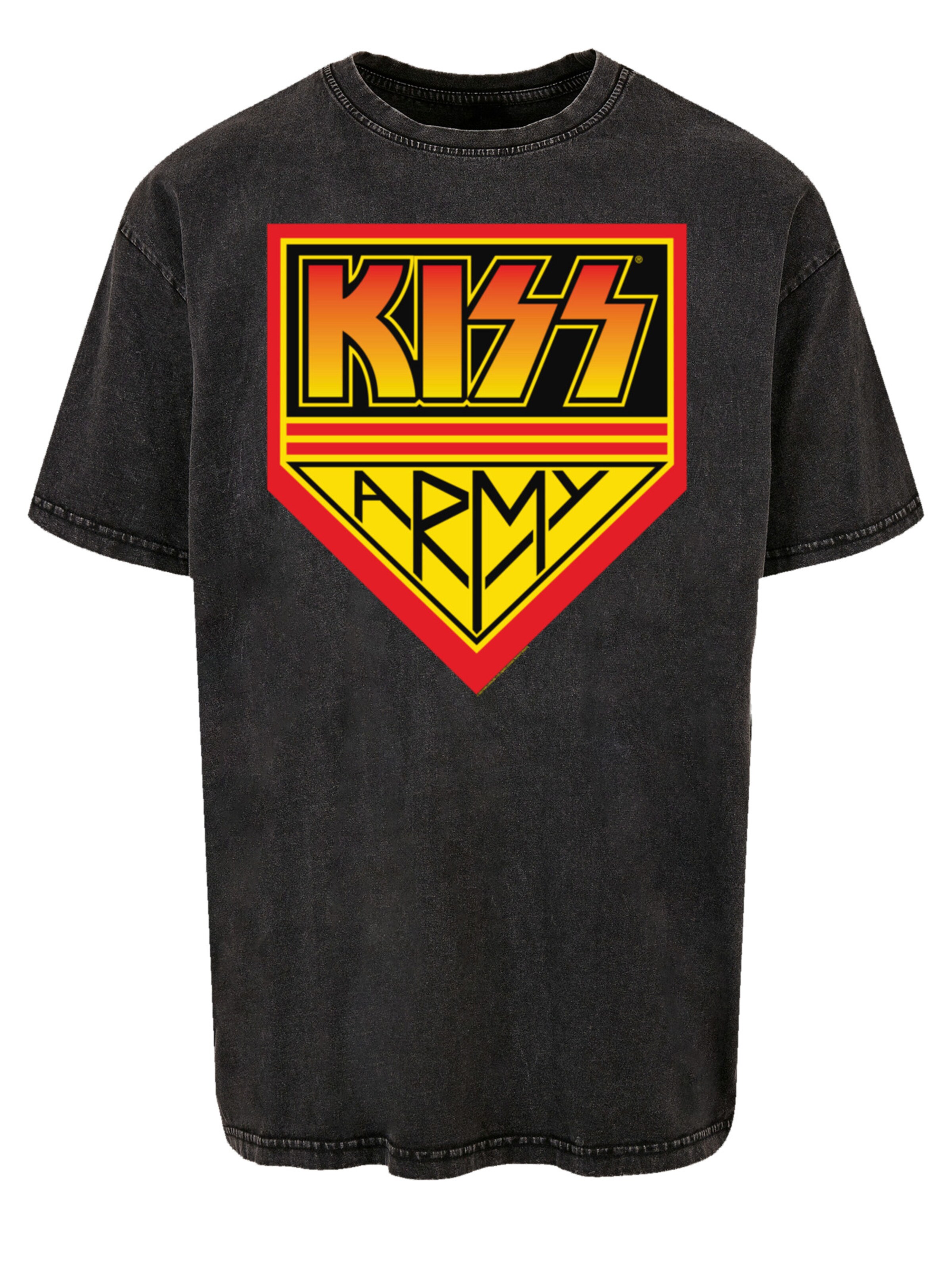 T-Shirt 'Kiss Rock Band Army Logo' F4NT4STIC en noir : devant