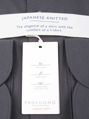 Profuomo Slim fit Button Up Shirt 'Japanese Knitted' in Grey