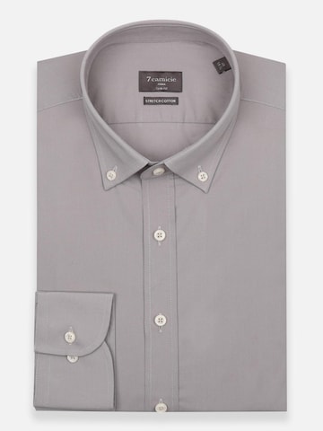 Slim fit Camicia business 'Leonardo Essentials Poplin Stretch Man Shirt Light Grey' di 7Camicie in grigio: frontale