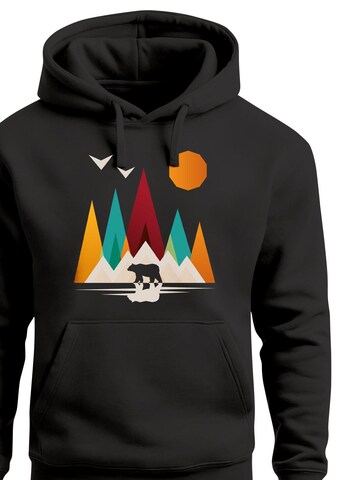 Neverless Sweatshirt 'Berg Bär Polygon' in Black