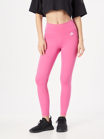 ADIDAS PERFORMANCE Skinny Workout Pants 'Train Essentials High-Intensity' in Pink: front