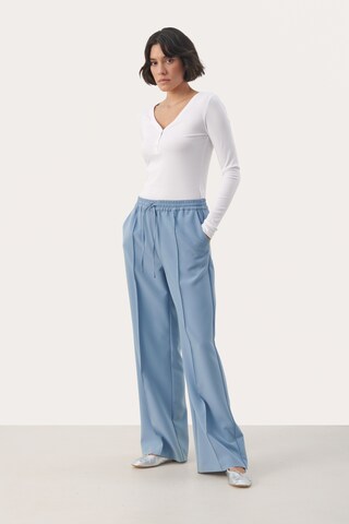 Part Two Wide leg Pleated Pants in Blue