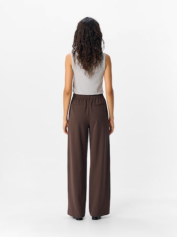 OBJECT Wide leg Chino Pants 'OBJLisa' in Brown