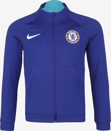 NIKE Athletic Zip-Up Hoodie in Blue: front