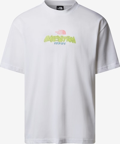 Marškinėliai 'U Expedition Celebration' iš THE NORTH FACE, spalva – dangaus žydra / obuolių spalva / lašišų spalva / balta, Prekių apžvalga