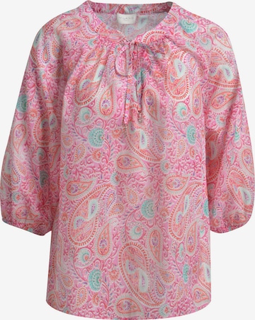 Milano Italy Gemusterte Bluse mit Kurzarm in Pink: Vorderseite