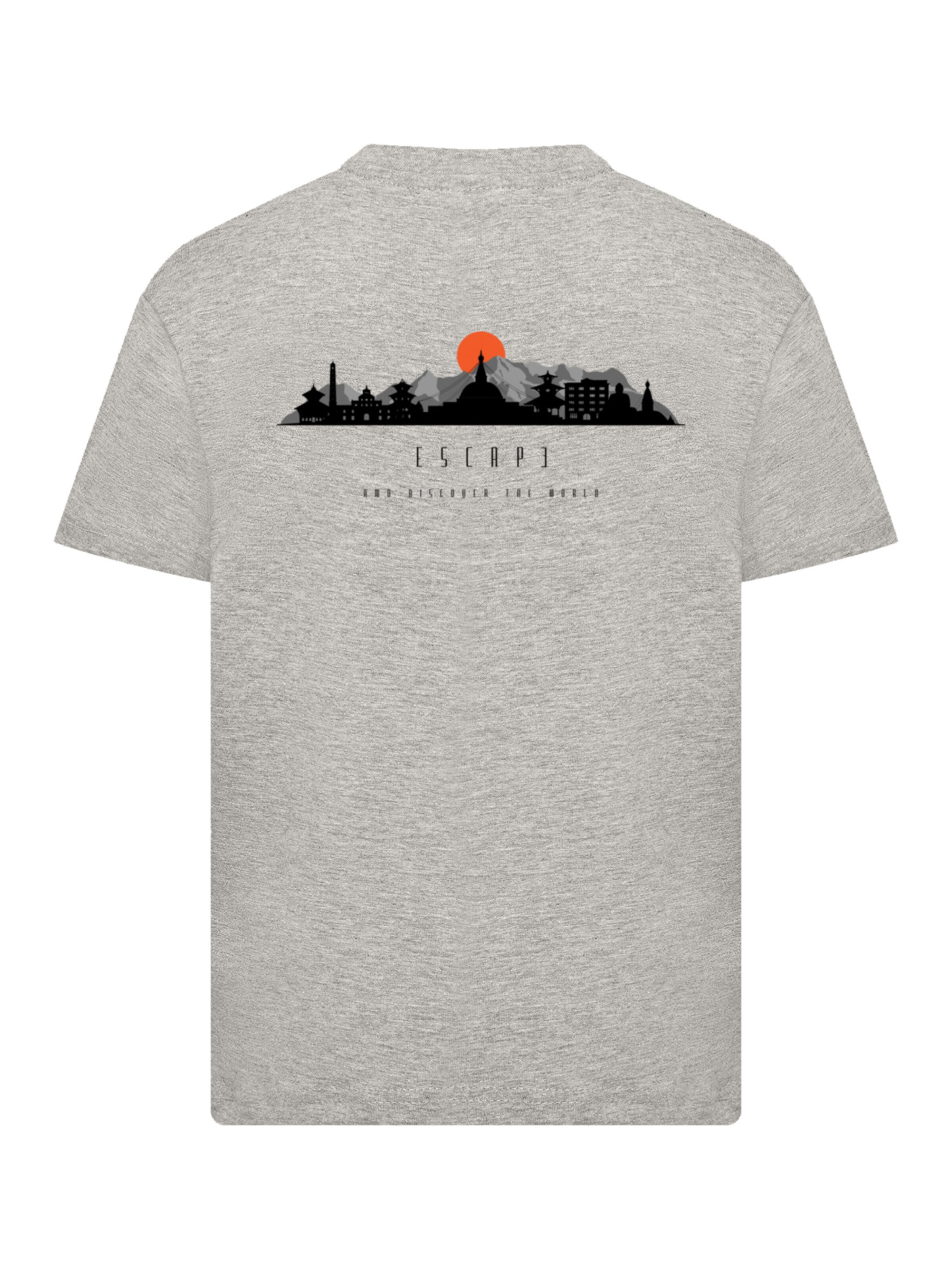 T-Shirt 'Escape Discover the World Asian Town' F4NT4STIC en gris : devant