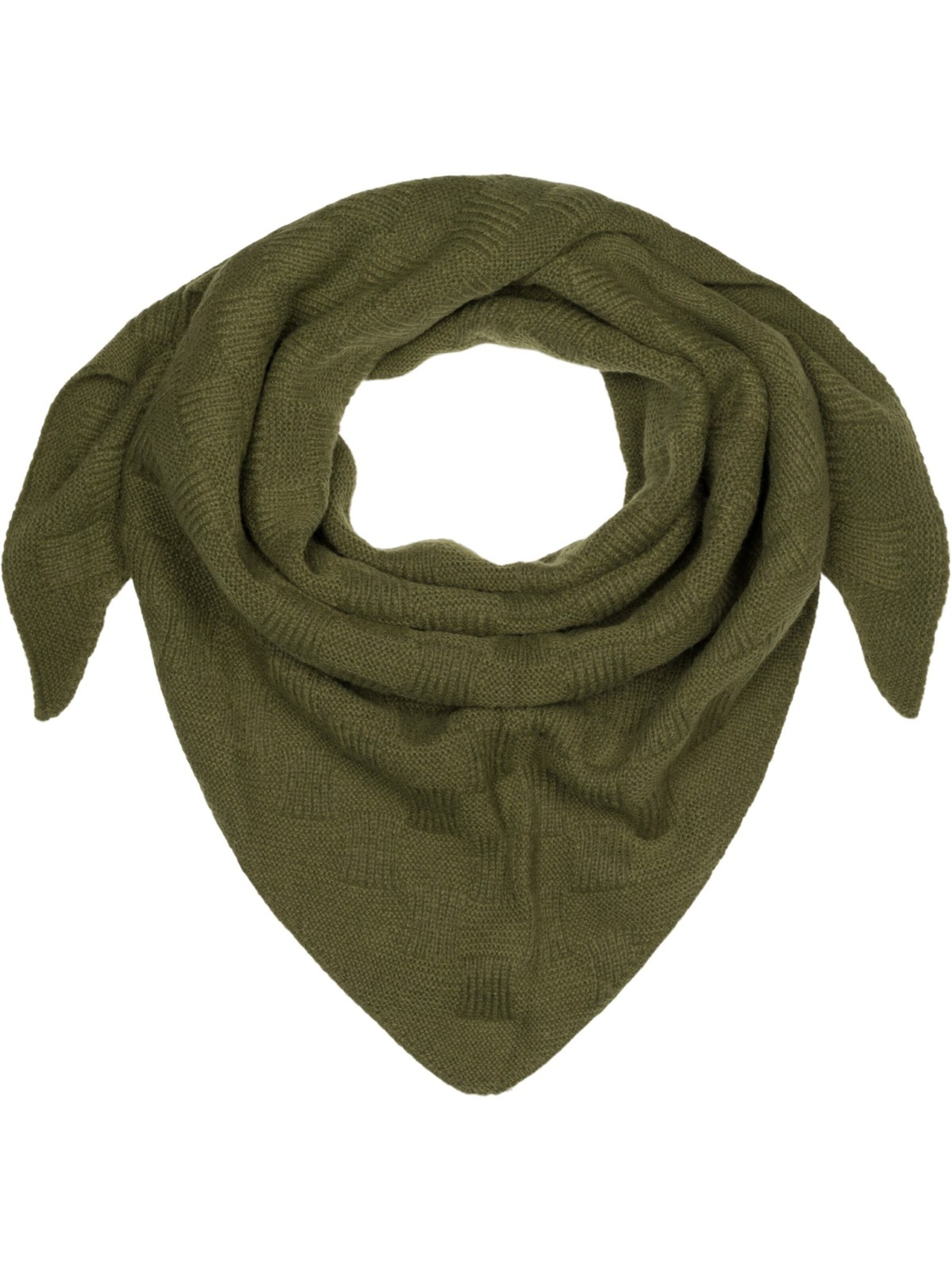 styleBREAKER Shawl 'Strick Dreiecktuch Schachbrett Strickmuster' in Green: front