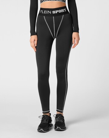 Plein Sport Skinny Leggings in Black: front