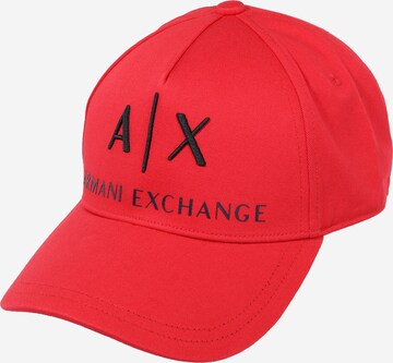 ARMANI EXCHANGE Шапка с козирка в червено: отпред