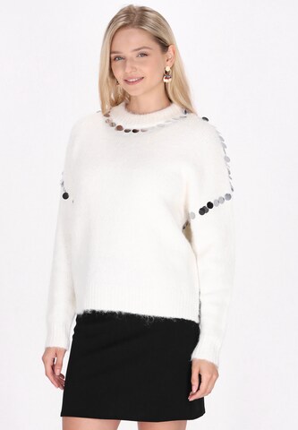 Pull-over IZIA en blanc : devant