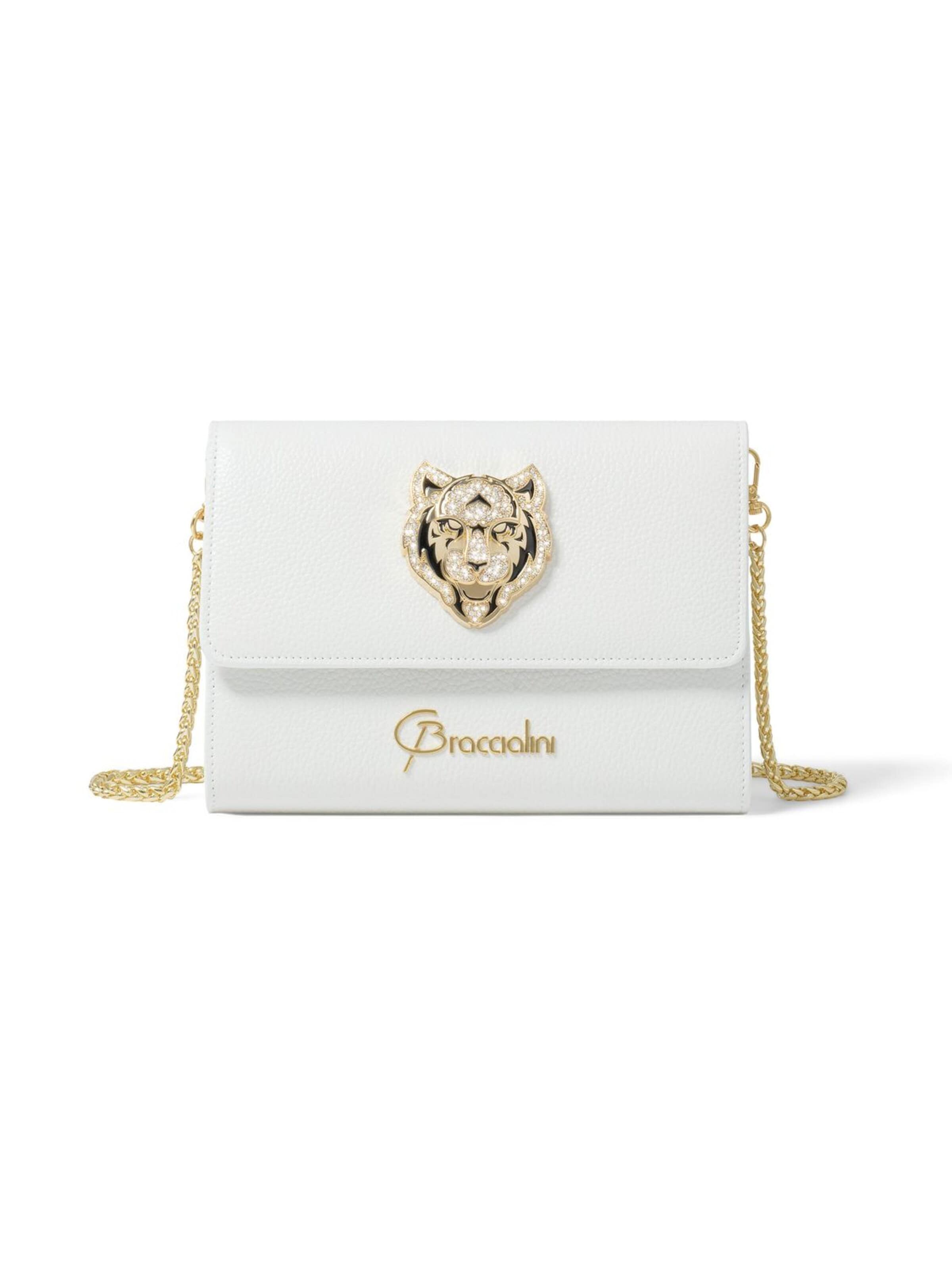 Braccialini - Bolso de noche 'Lady Tigre' en blanco: frente