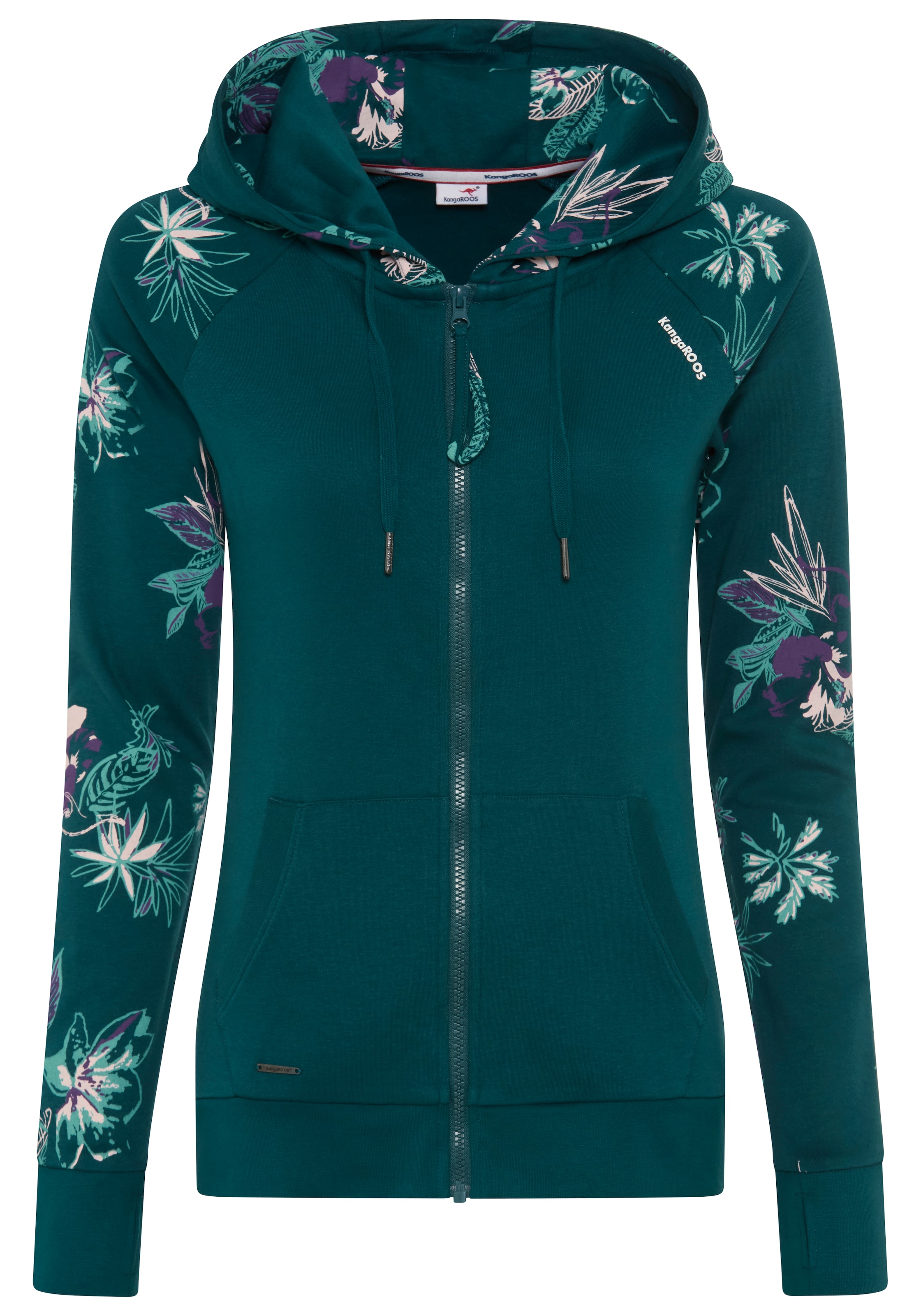 KangaROOS Zip-Up Hoodie in Green: front