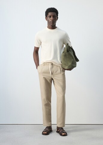 MANGO MAN Slim fit Pleat-Front Pants 'Romelino' in Beige