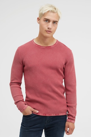 CAMP DAVID Strukturierter Pullover Stone Washed in Rot: Vorderseite