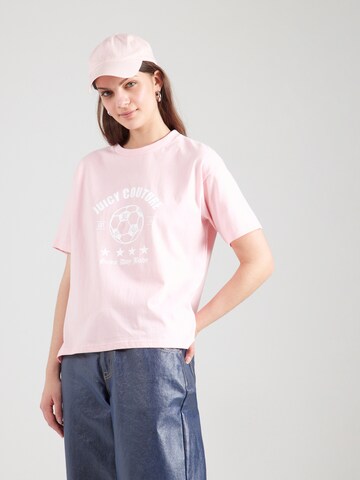 Juicy Couture T-shirt 'THE ARCHED FOOTBALL' i rosa: framsida