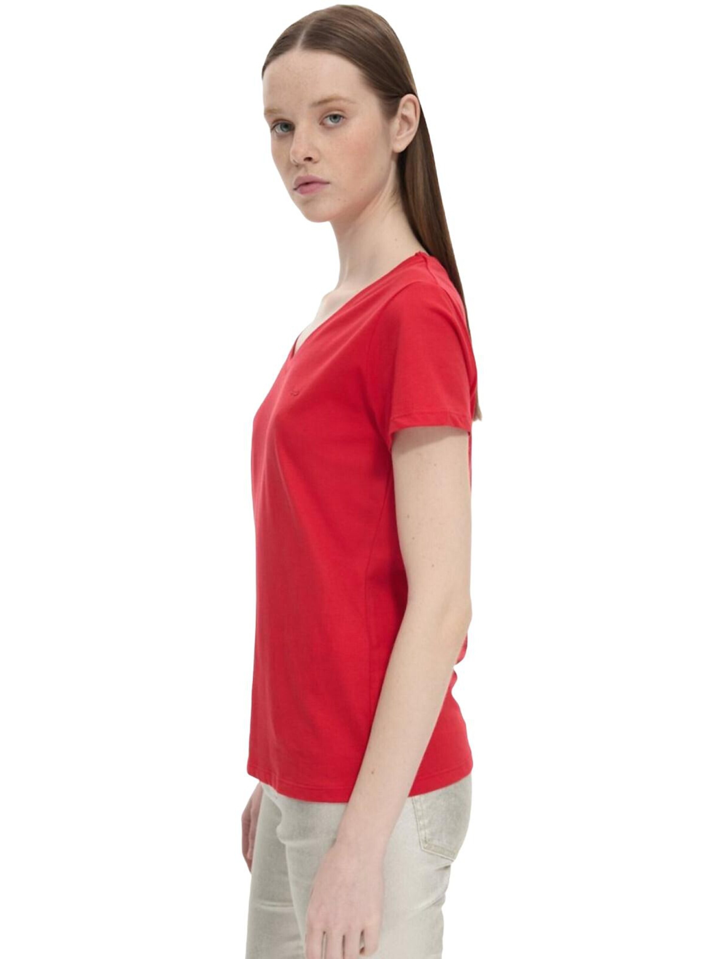LTB Jeans - Camiseta 'LTB Jeans Damen-T-Shirt mit V-Ausschnitt' en rojo