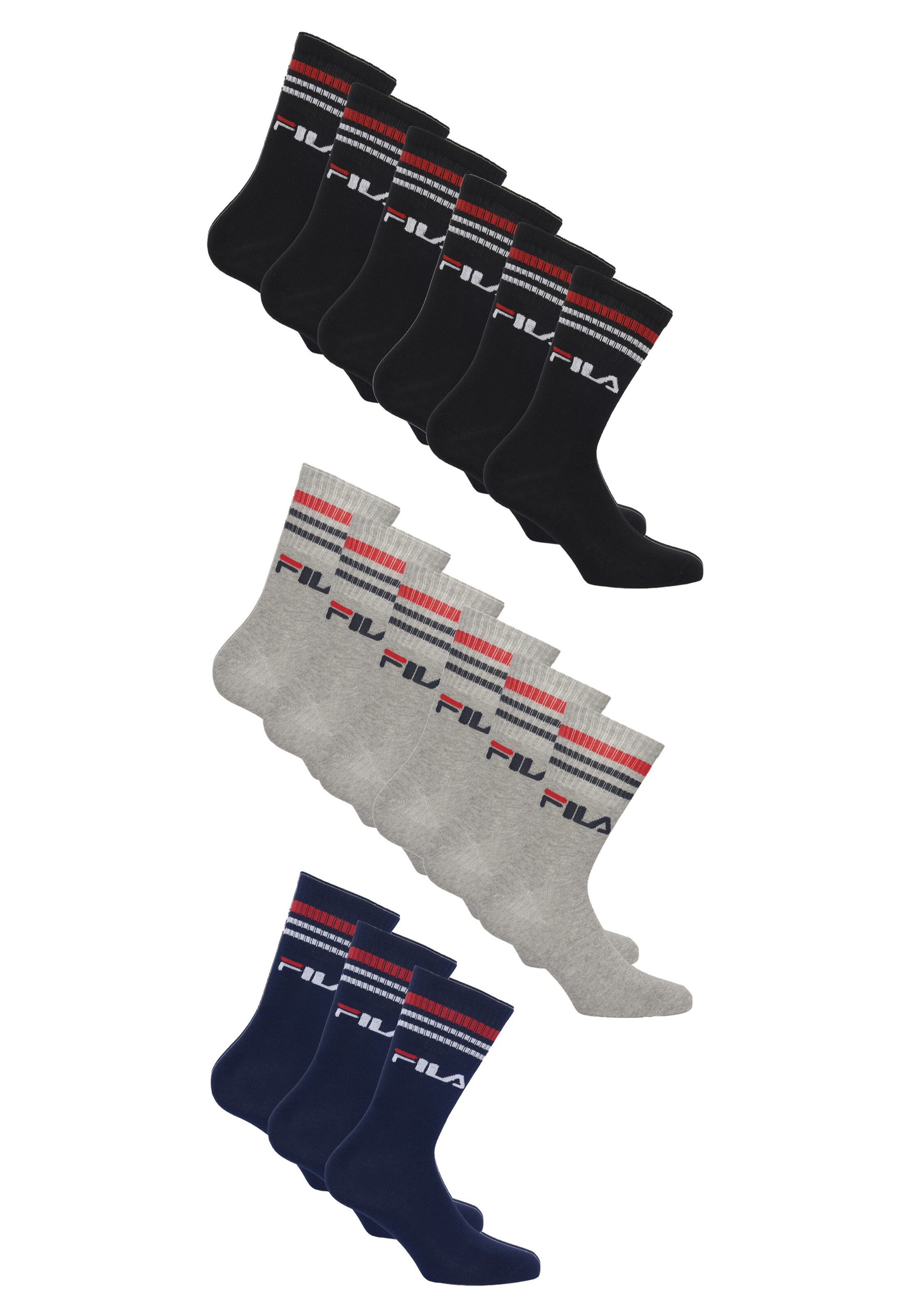 FILA Socken in 39-42 in navy / grau / schwarz, Produktansicht