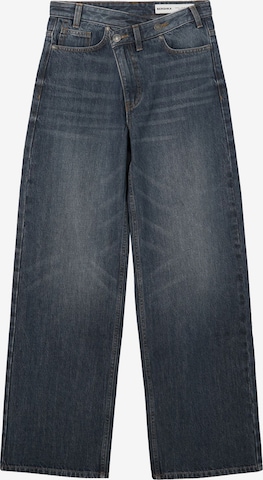 BershkaWide Leg/ Široke nogavice Traperice - plava boja: prednji dio