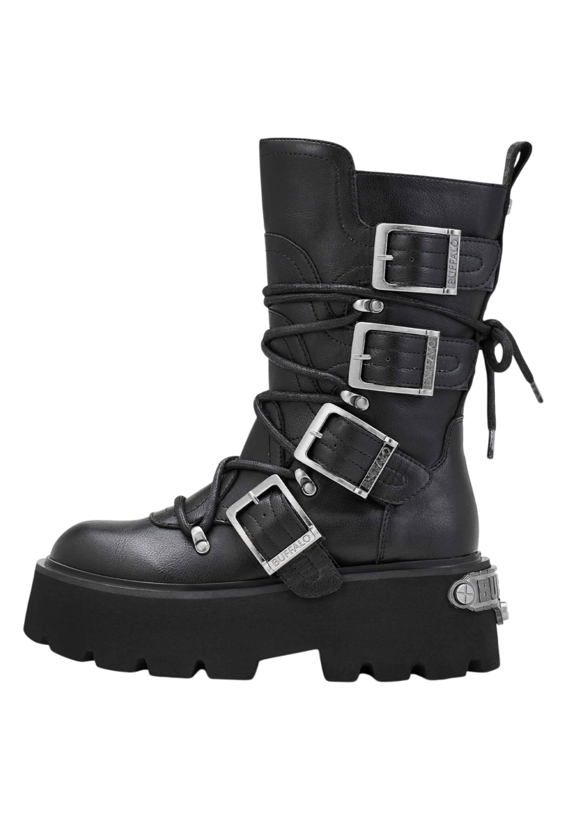 Bottes à lacets BUFFALO en noir : devant