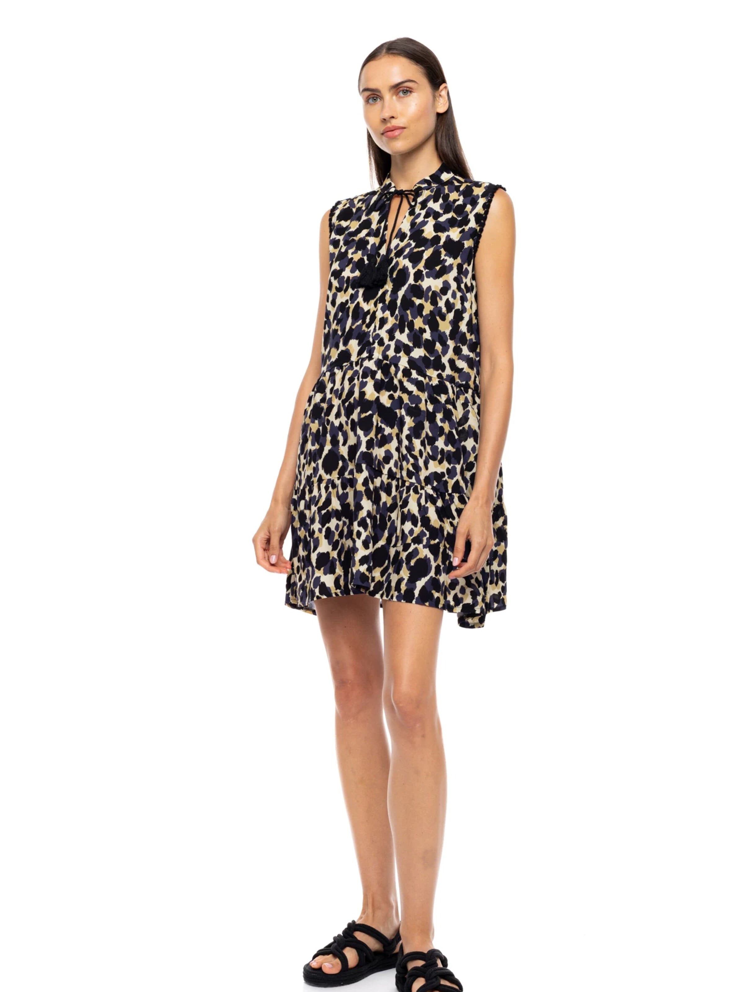 Pink Label Καλοκαιρινό φόρεμα 'BEACHWEAR YELLOW LEOPARD' σε ανάμεικτα χρώματα