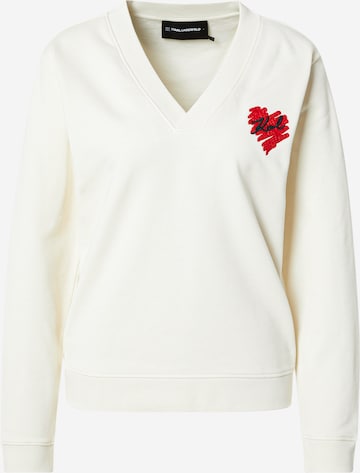 Karl Lagerfeld Collegepaita 'HEARTS' värissä valkoinen: etupuoli