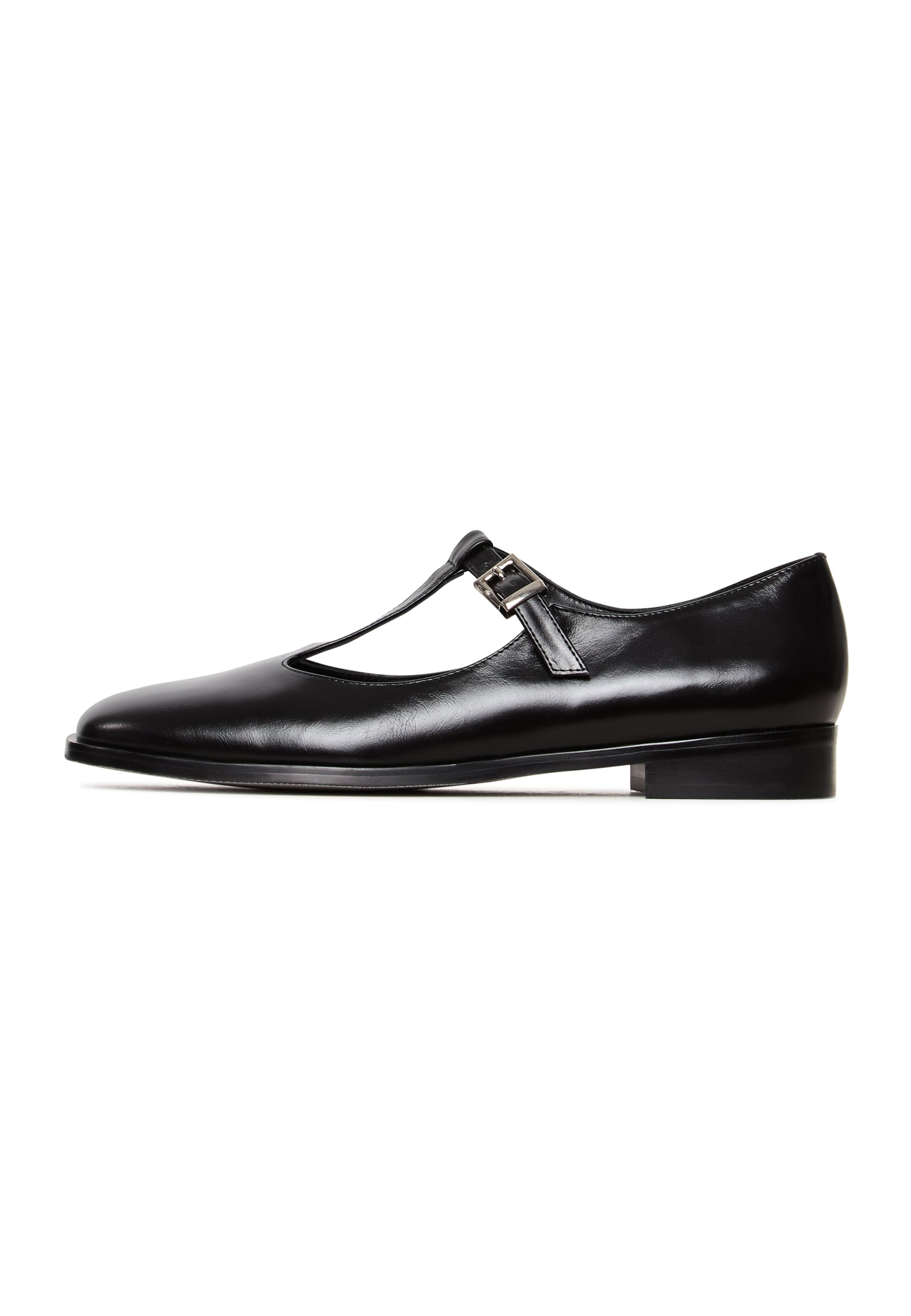 CESARE GASPARI Strap ballerina in Black: front