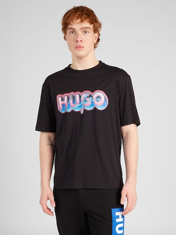 HUGO Blue Póló 'Nillumi' - fekete: elől