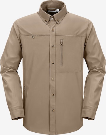 33,000ft Athletic Button Up Shirt '33,000ft Men's Long Sleeve Shirts' in Brown: front