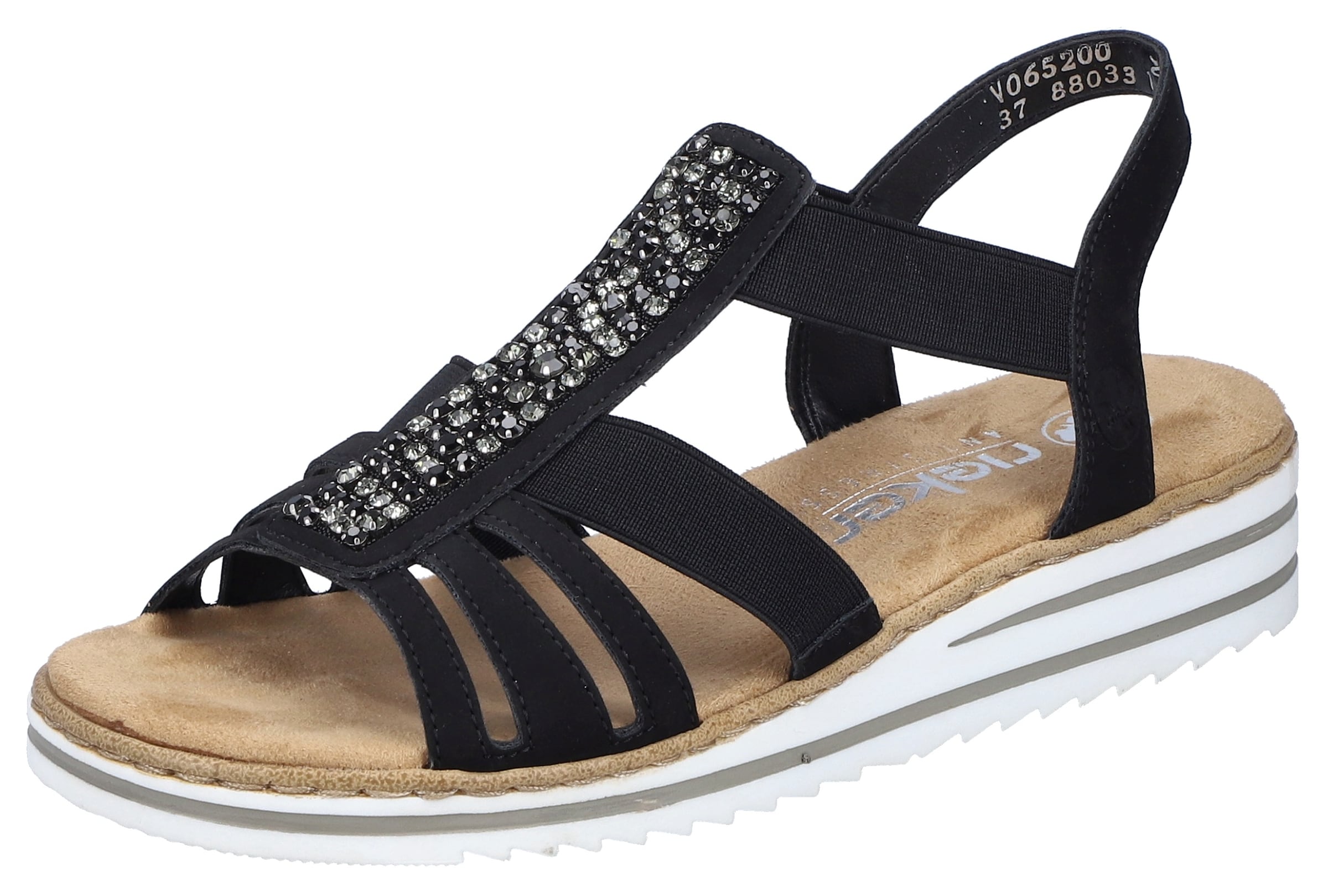 Sandales Rieker en noir : devant