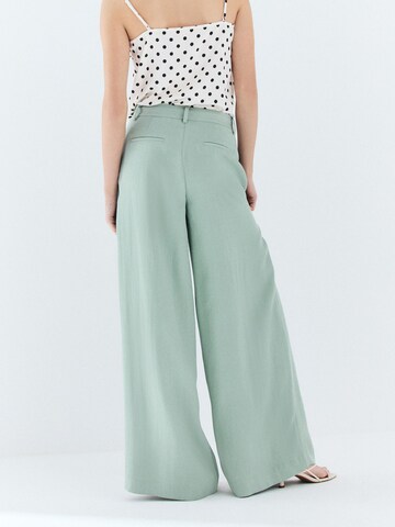 Next Wide Leg Hose in Grün
