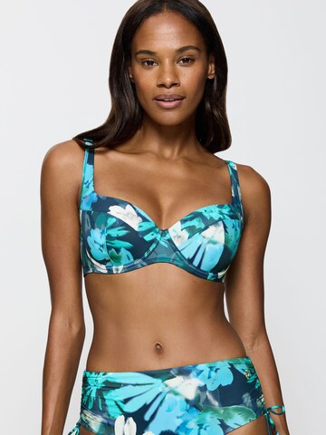 TRIUMPH Bustier Bügel-Bikini-Top ' Summer Fleur ' in Blau: Vorderseite