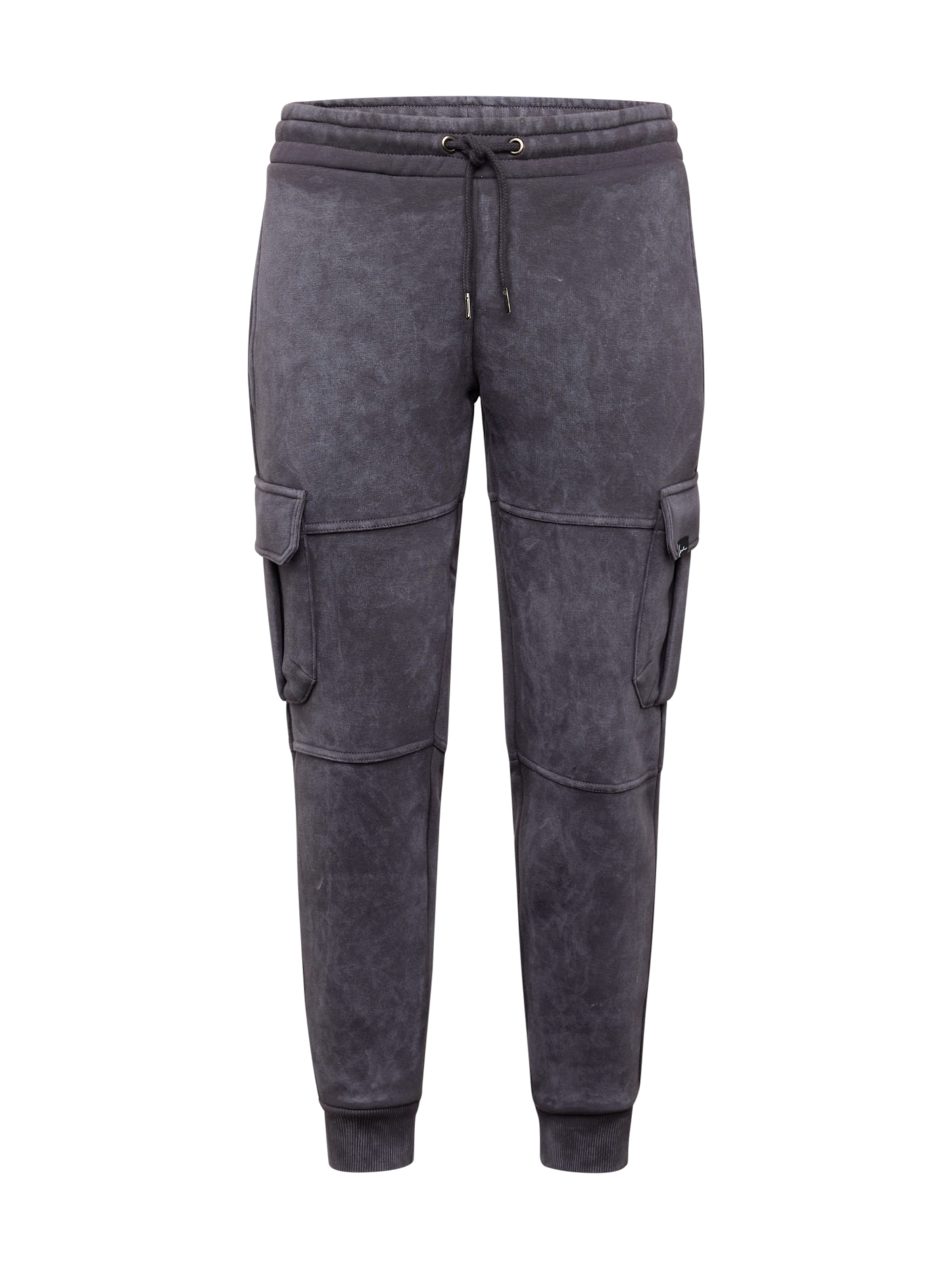 Karl Kani Tapered Cargo Pants in Grey: front