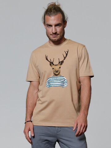 Maglietta ' Hirsch ' di Watapparel in beige: frontale