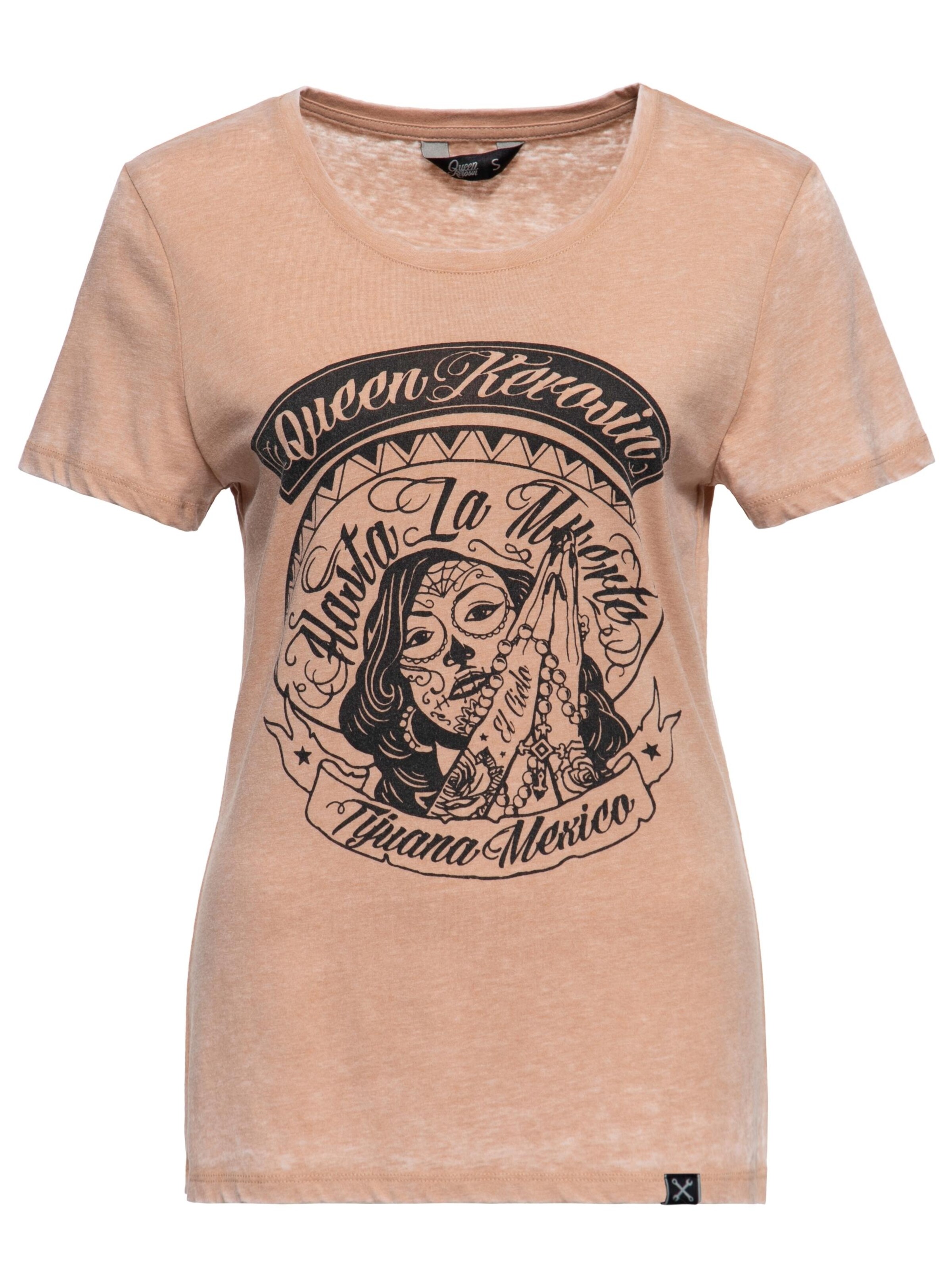 Queen Kerosin Shirt 'Hasta La Muerte'‌‌‌‌‌‌‌ in braun, Produktansicht
