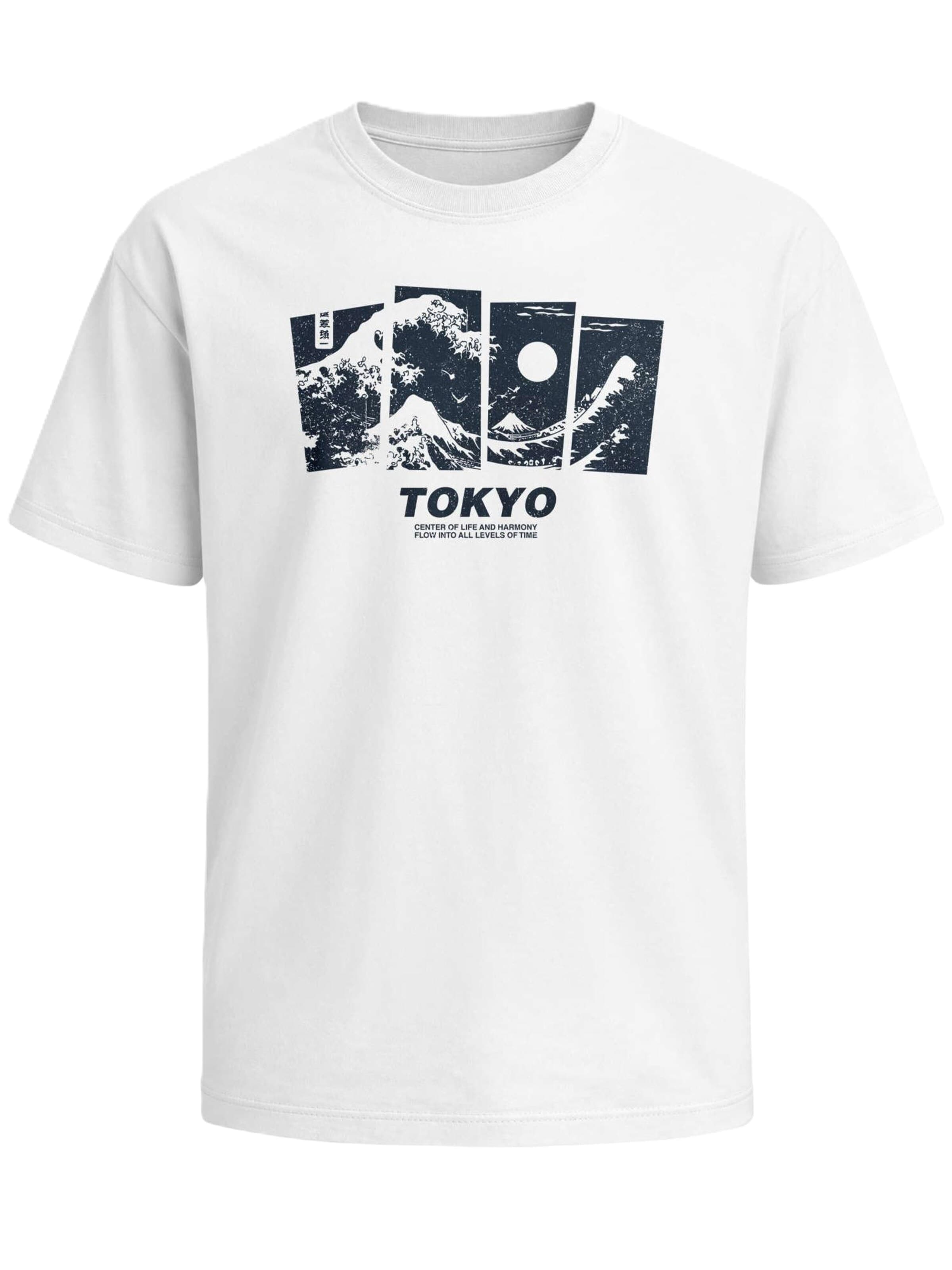 Neverless Shirt 'Tokyo Wave' in Weiß: Vorderseite