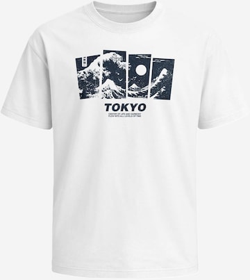 Neverless Shirt 'Tokyo Wave' in Weiß: Vorderseite